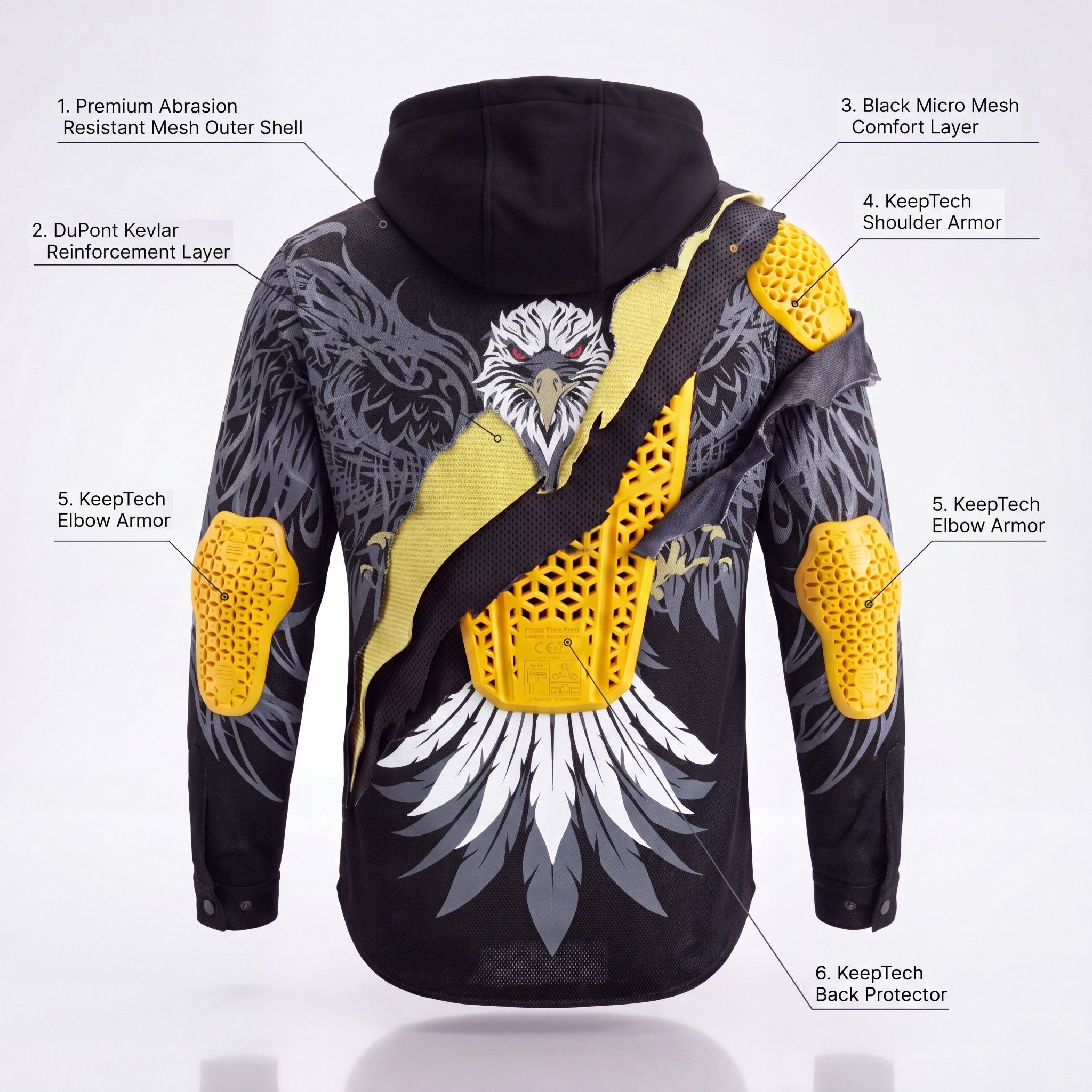 Ladies Drifter Night Hawk reflective hooded Mesh Shirt - Level 2 Protected - OZ MOTOGEAR - OZ MOTOGEAR