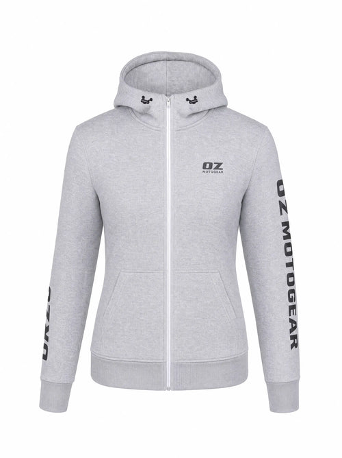 Ladies Motorcycle Hoodie in Light Grey