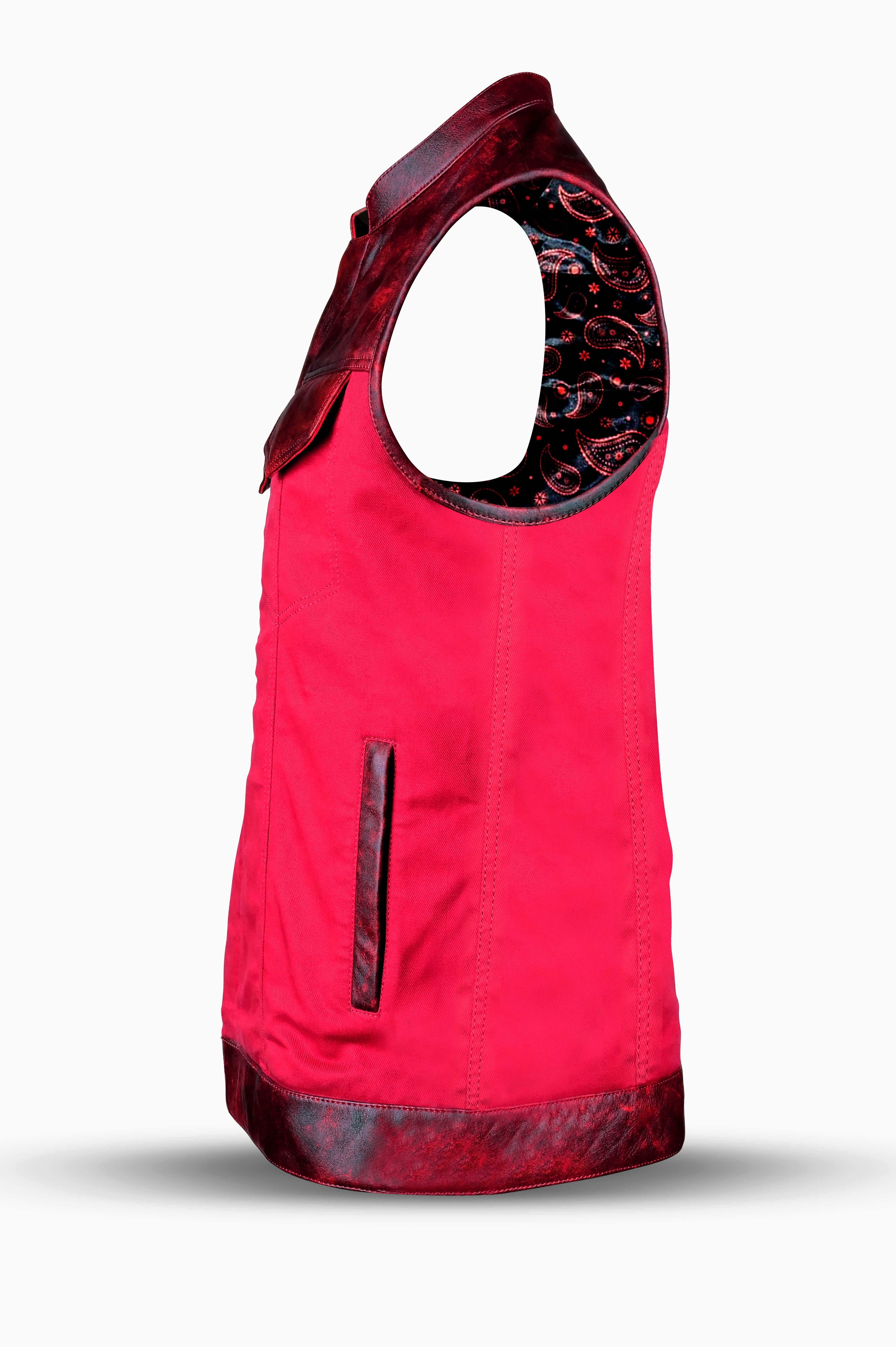 Women’s Hot Pink Leather & Mesh Motorcycle Vest