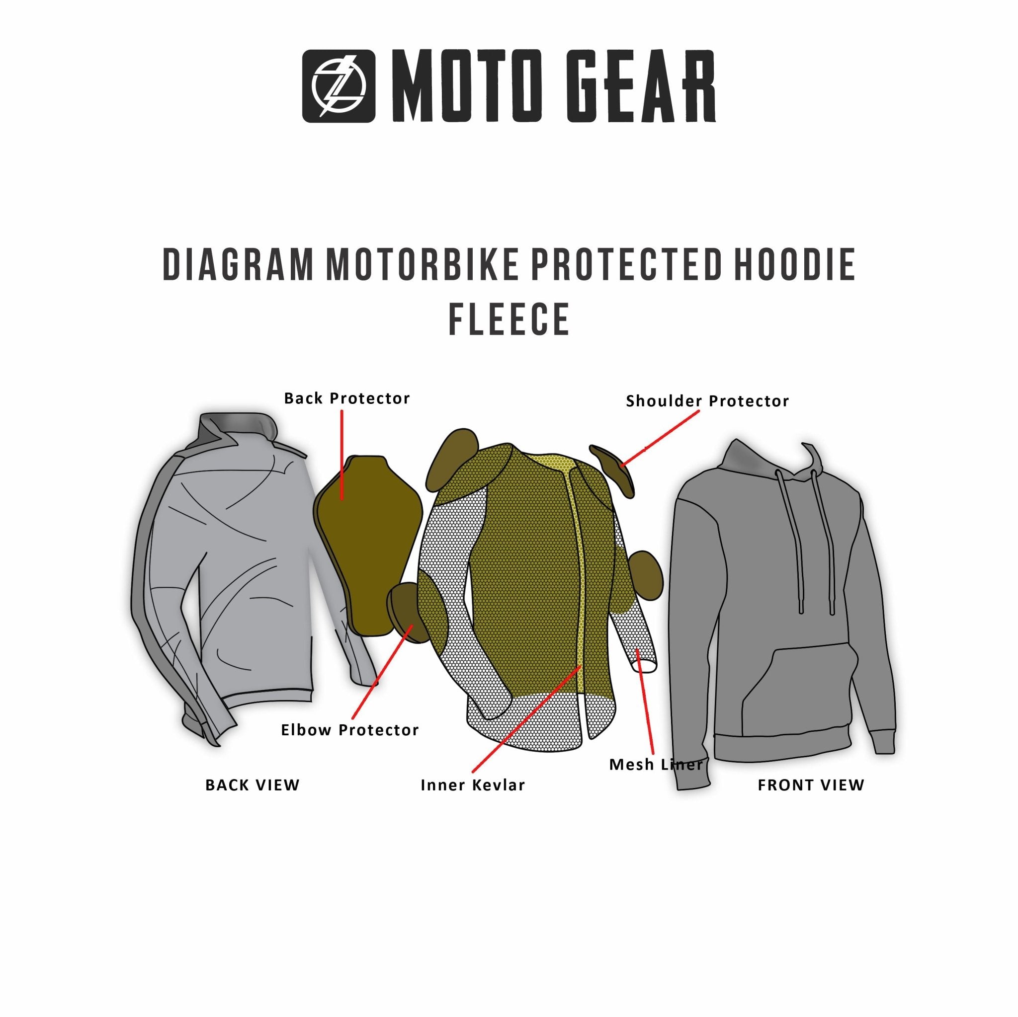 Men's Armored Motorcycle Reflective Hoodie - CE AAA Certified Jet Black - OZ MOTOGEAR - Oz Motogear