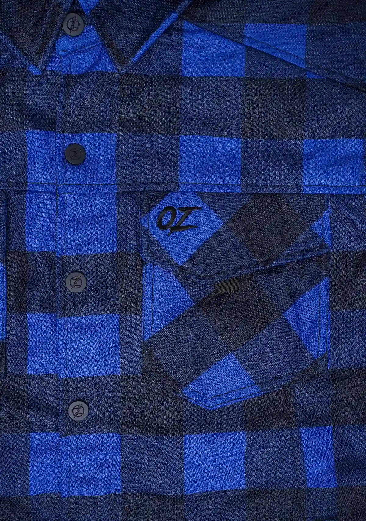 Men's Drifter Mesh Shirt Blue Check - Level 2 Protected - OZ MOTOGEAR - OZ MOTOGEAR