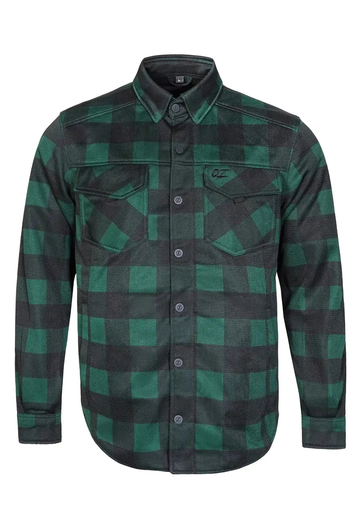 Men's Drifter Mesh Shirt Green Check - Level 2 Protected - OZ MOTOGEAR - OZ MOTOGEAR