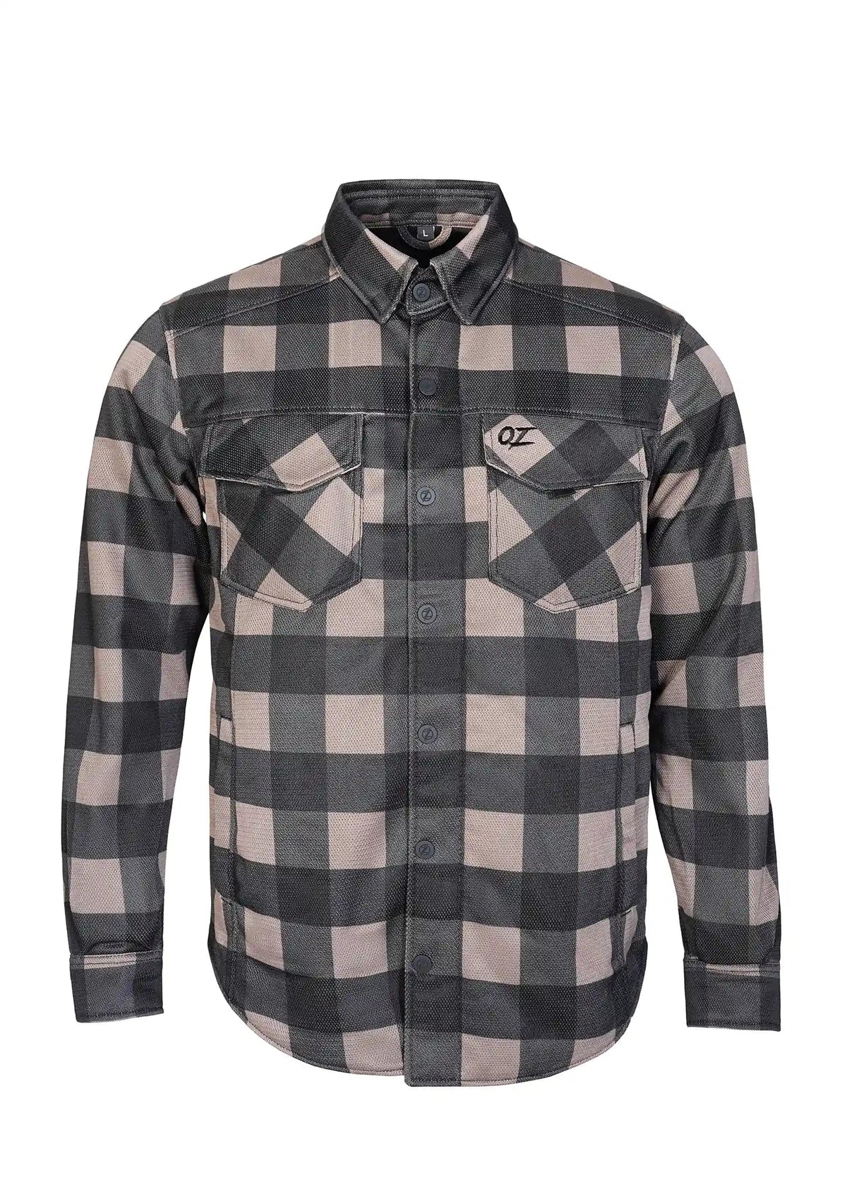 Men's Drifter Mesh Shirt Grey Check - Level 2 Protected - OZ MOTOGEAR - OZ MOTOGEAR