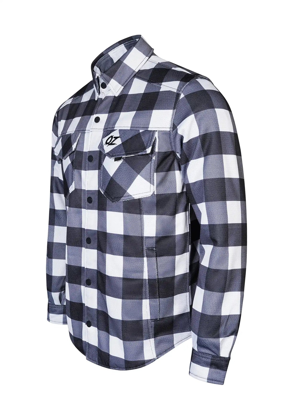 Men's Drifter Mesh Shirt White Check - Level 2 Protected - OZ MOTOGEAR - OZ MOTOGEAR