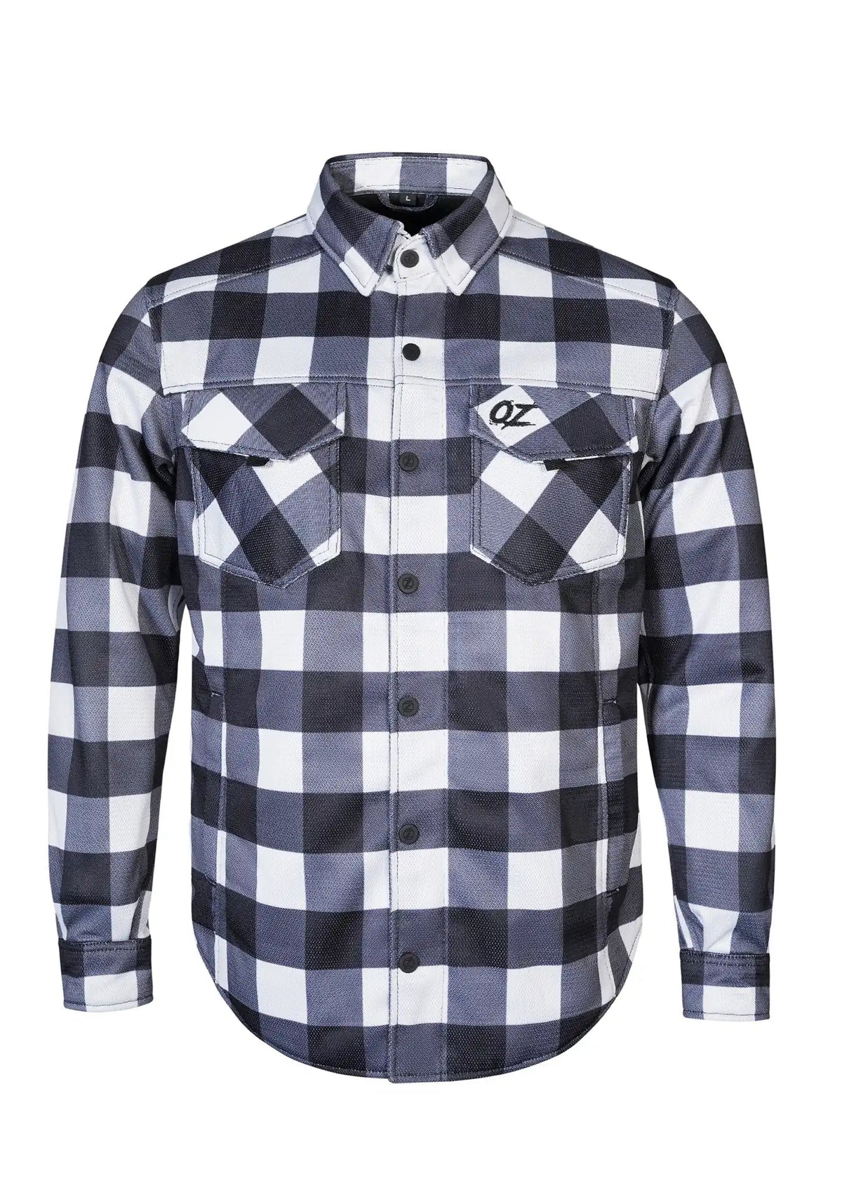 Men's Drifter Mesh Shirt White Check - Level 2 Protected - OZ MOTOGEAR - OZ MOTOGEAR