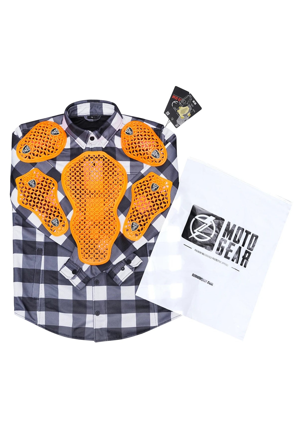 Men's Drifter Mesh Shirt White Check - Level 2 Protected - OZ MOTOGEAR - OZ MOTOGEAR