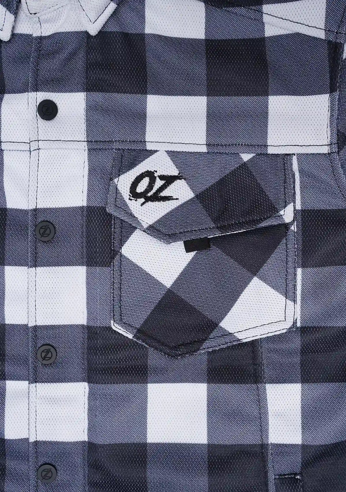 Men's Drifter Mesh Shirt White Check - Level 2 Protected - OZ MOTOGEAR - OZ MOTOGEAR