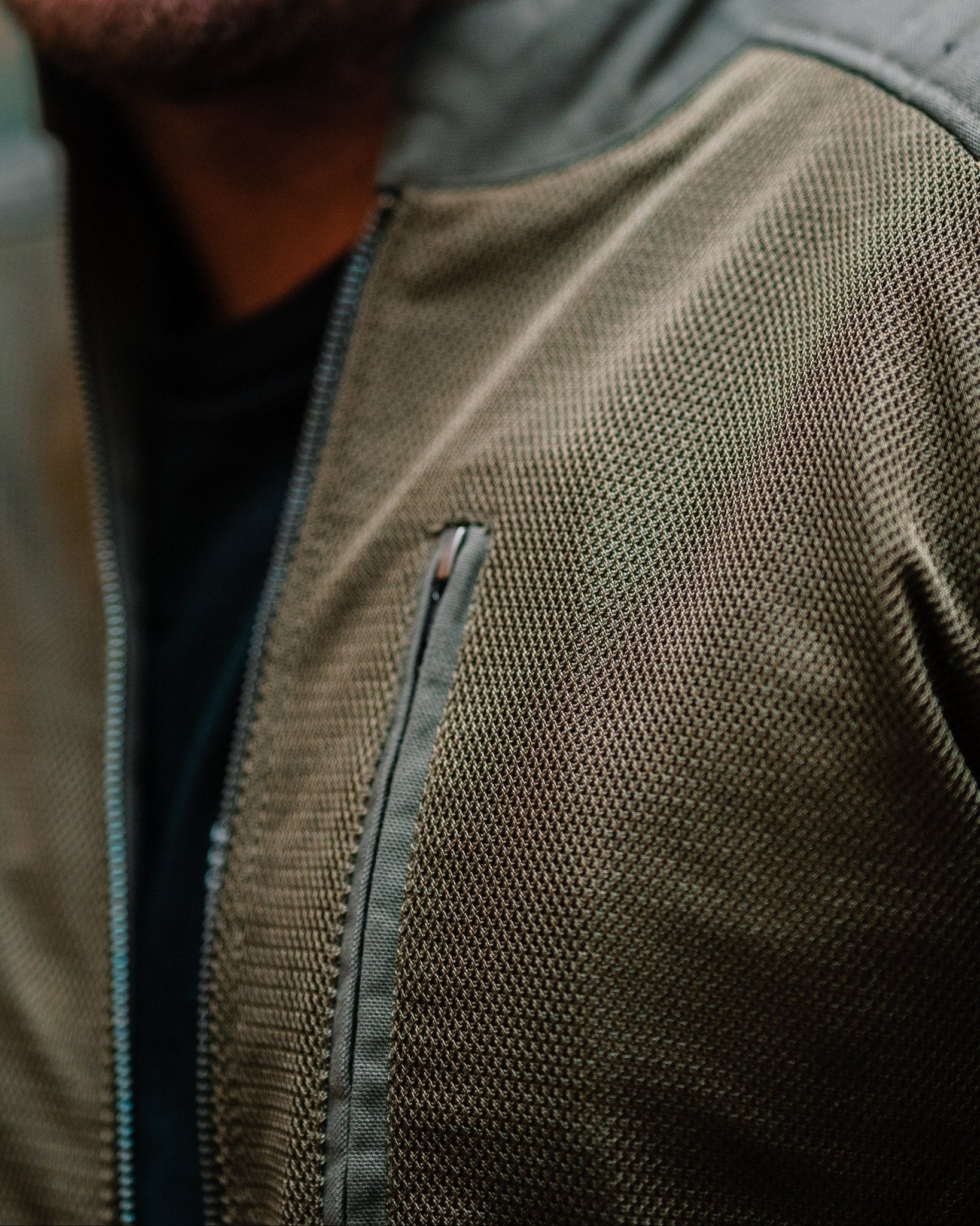 Men's Mesh Canvas Biker Jacket CE AA Dark Brown with Grey Accents - OZ MOTOGEAR - Oz Motogear
