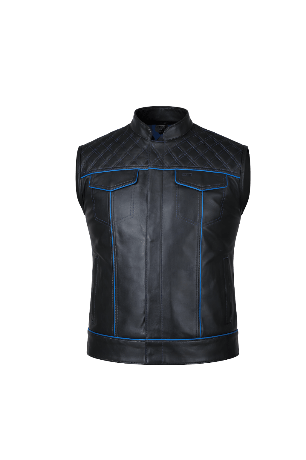 Quilted Leather Vest for Motorcycle Riders