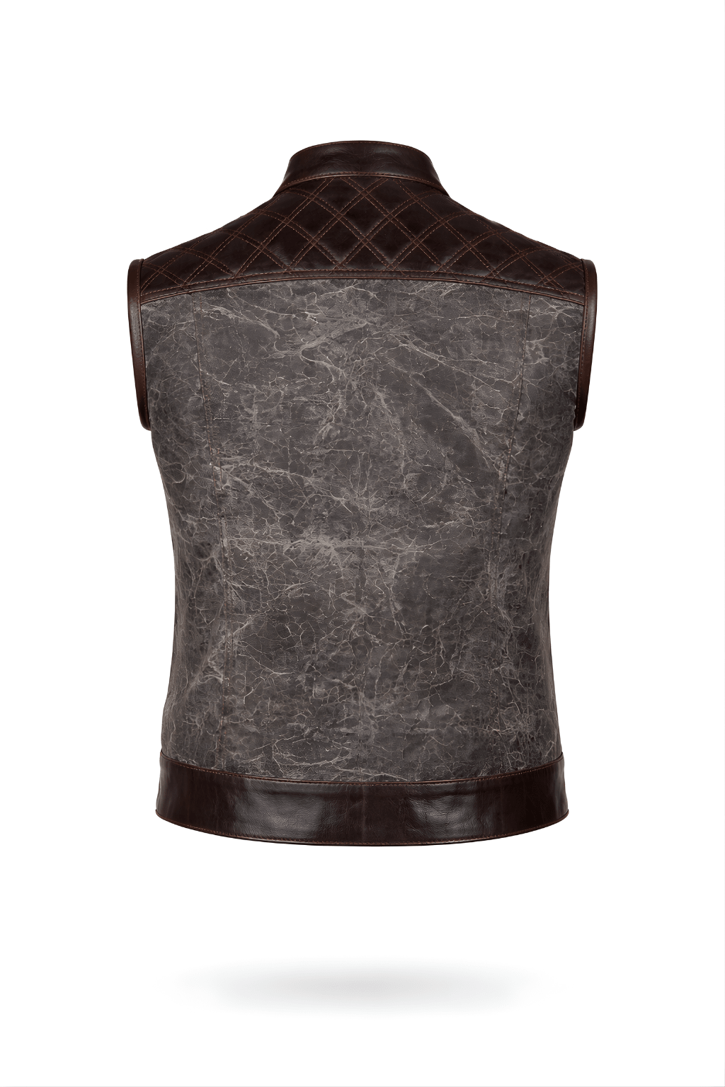Quilted Leather Vest for Motorcycle Riders