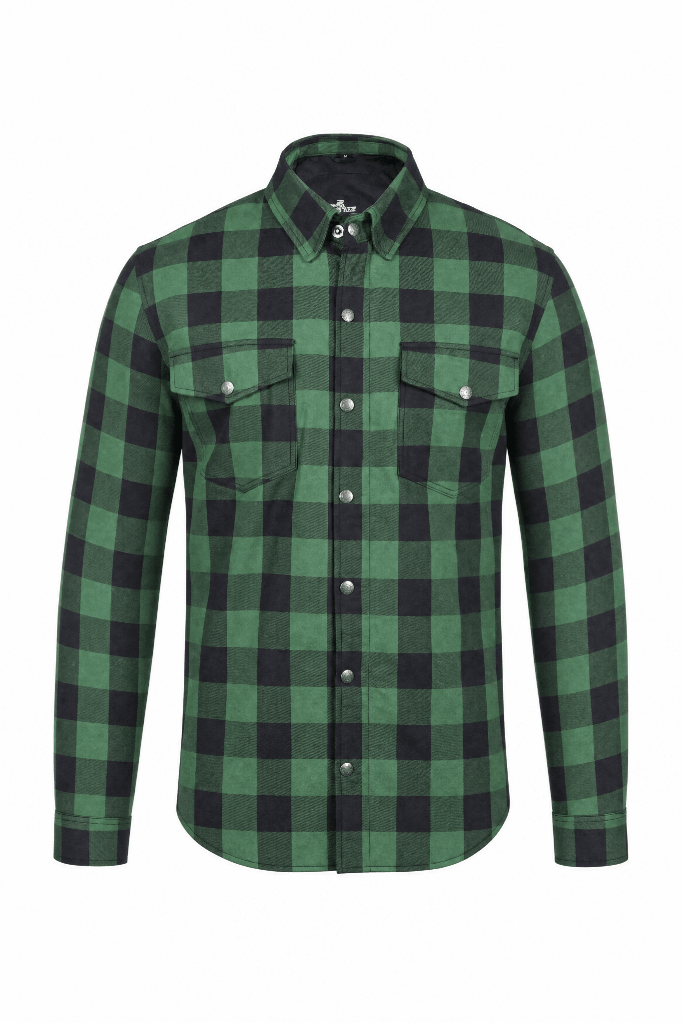 Men's Motorcycle Flannel Shirt CE AAA Certified Black & Green - OZ MOTOGEAR - Oz Motogear