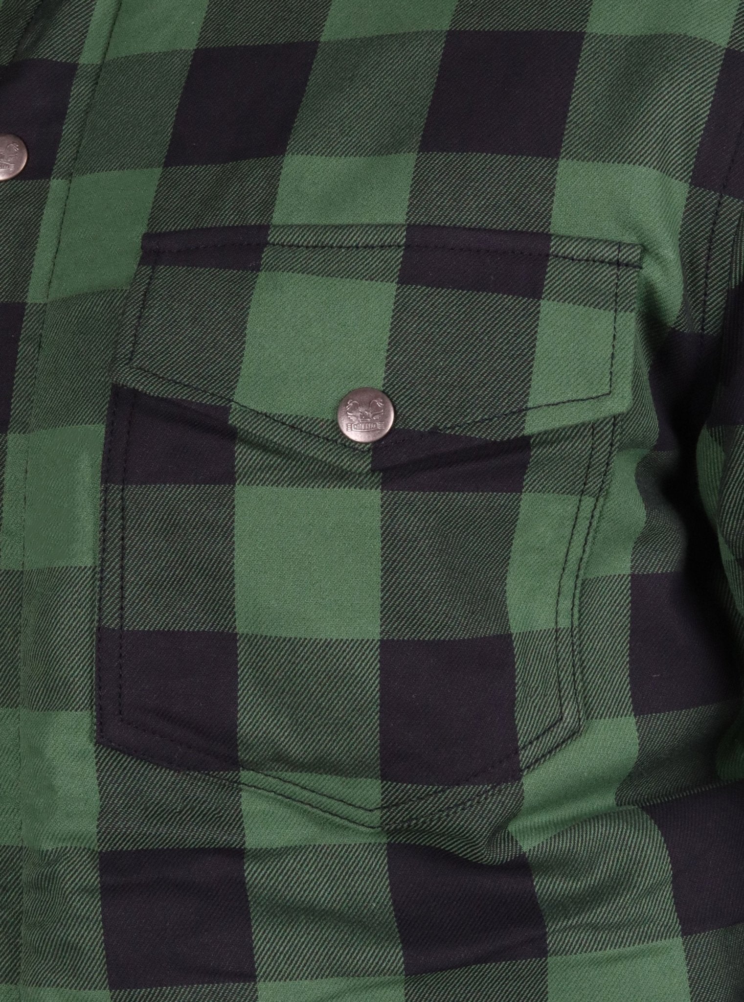 Men's Motorcycle Flannel Shirt CE AAA Certified Black & Green - OZ MOTOGEAR - Oz Motogear