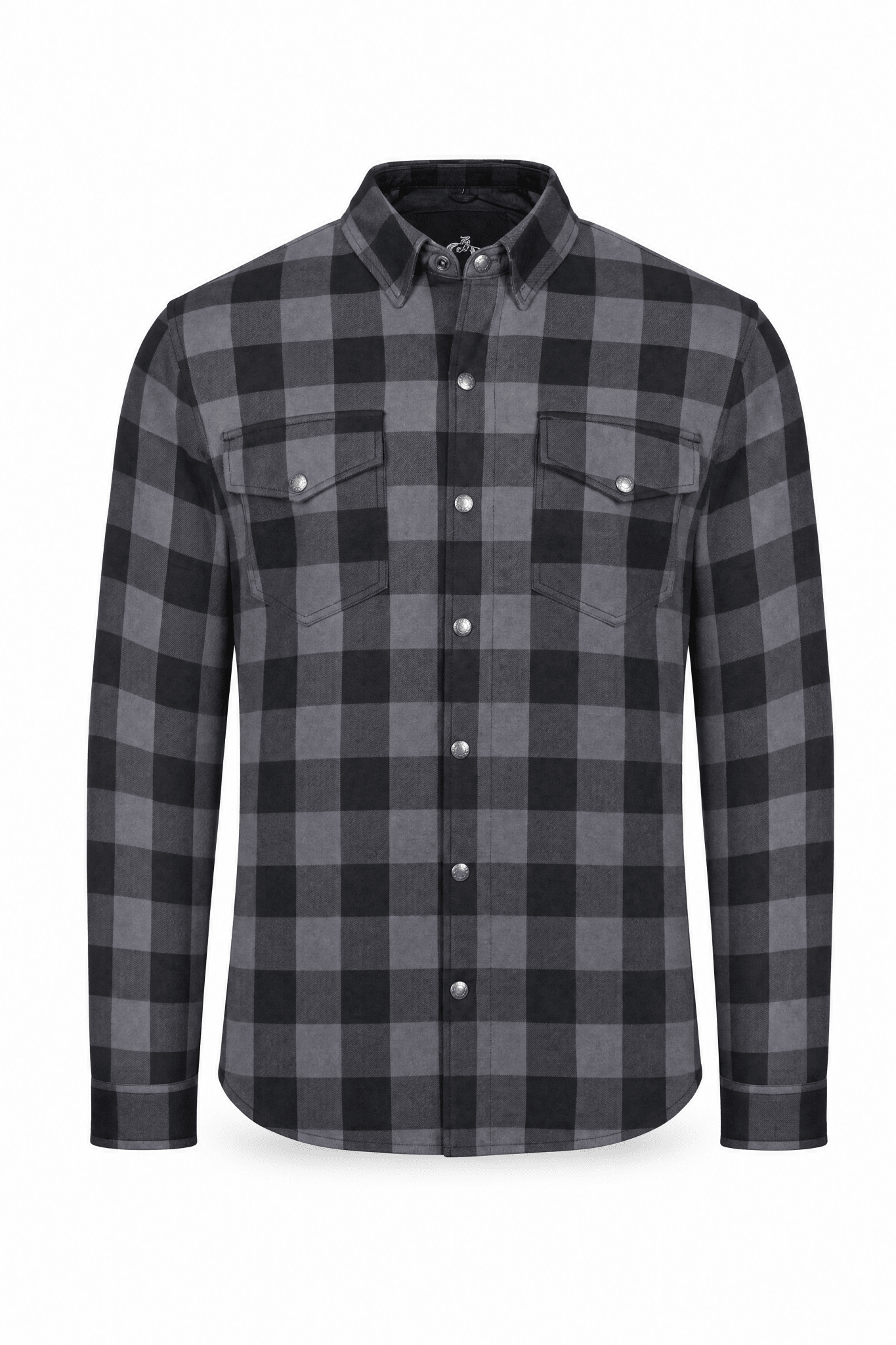 Men's Motorcycle Flannel Shirt CE AAA Certified Grey and Black - OZ MOTOGEAR - Oz Motogear