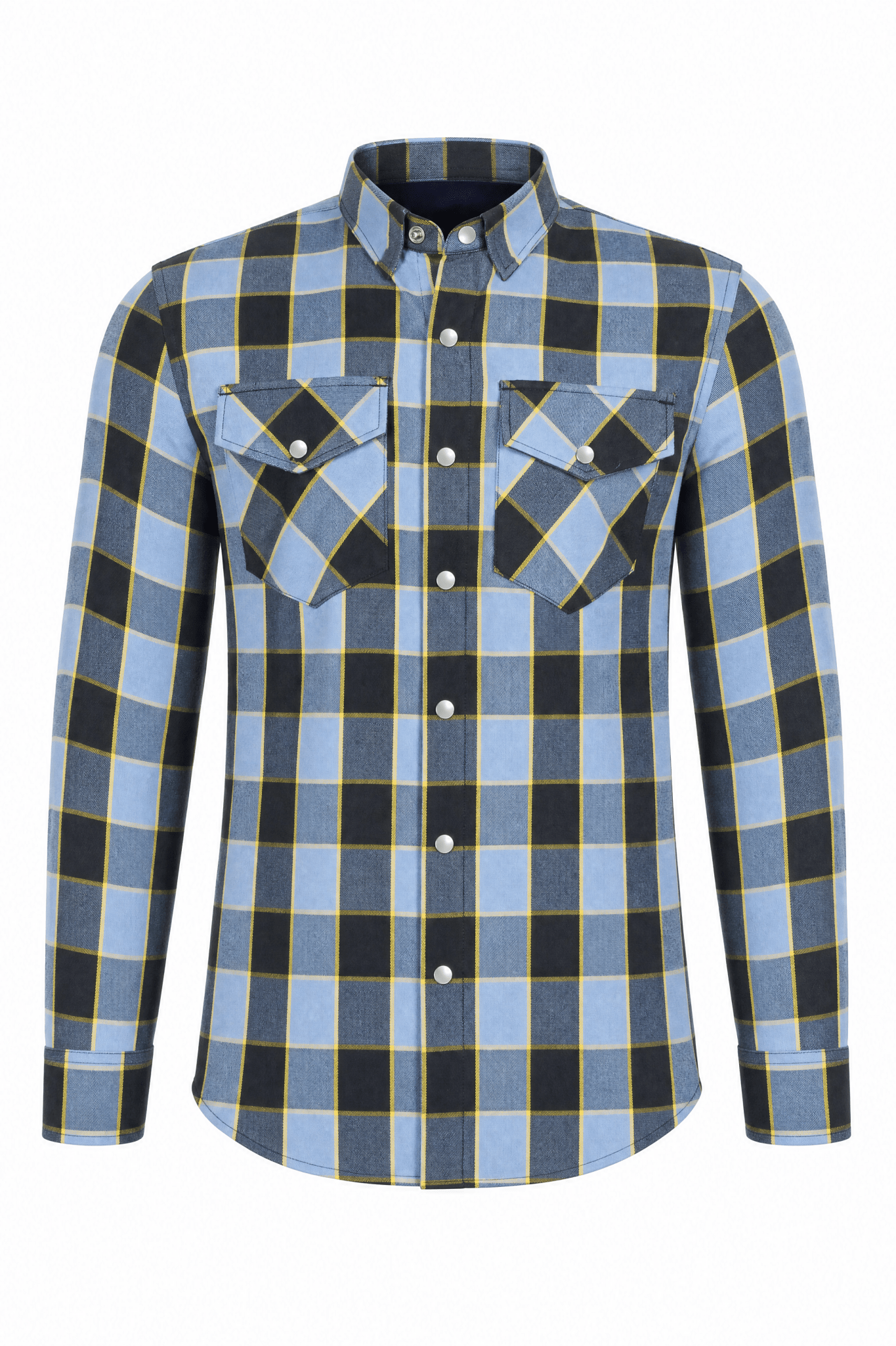 Men's Motorcycle Flannel Shirt CE AAA Certified Light Blue - OZ MOTOGEAR - Oz Motogear