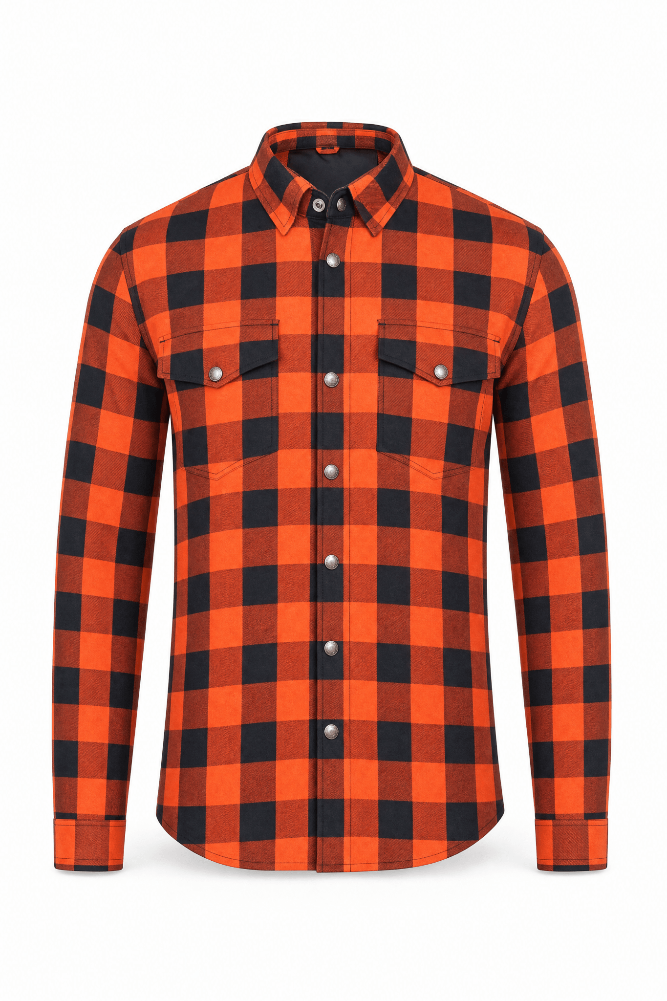 Men's Motorcycle Flannel Shirt CE AAA Certified Orange & Black - OZ MOTOGEAR - Oz Motogear