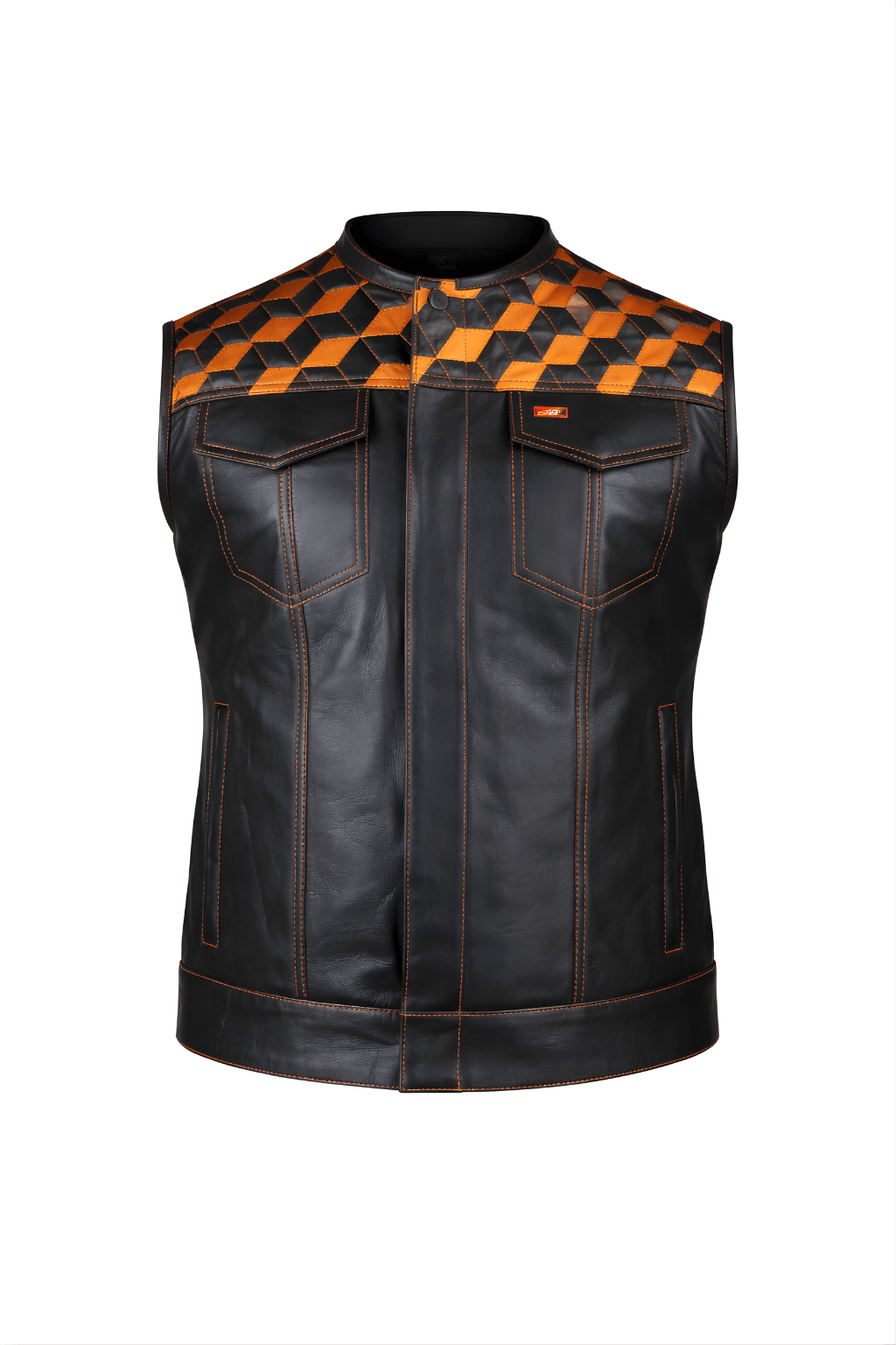 Quilted Leather Vest for Motorcycle Riders