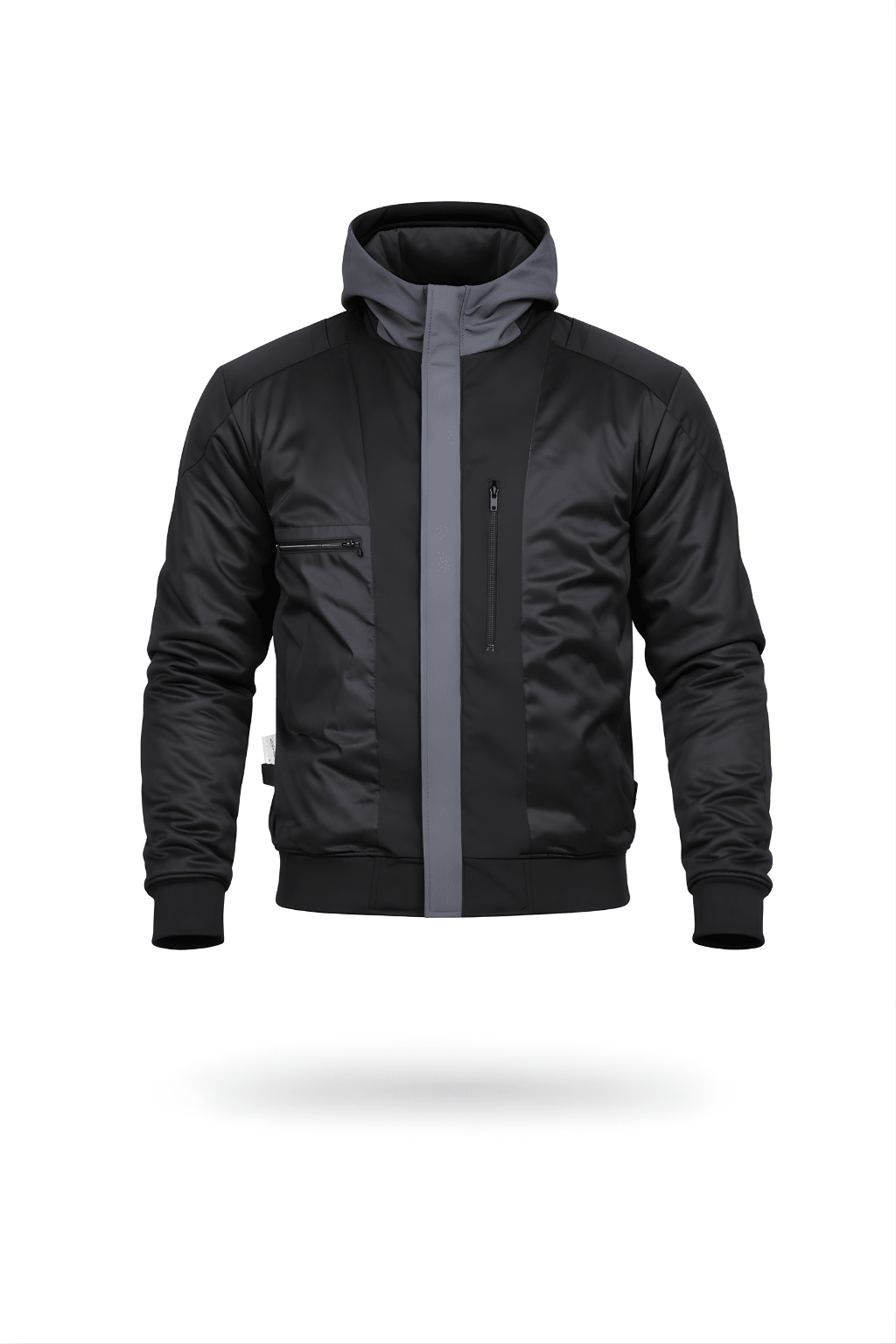 Men's Reflective Softshell Kevlar Armored Motorcycle Hoodie - CE AAA Certified Black & Grey- OZ MOTOGEAR - Oz Motogear