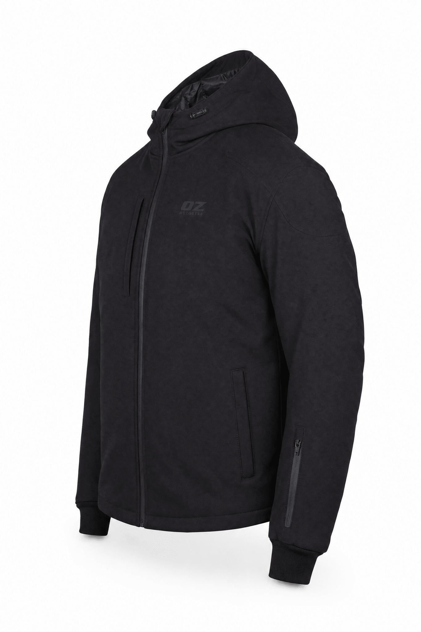 Men's Softshell Kevlar Armored Motorcycle Hoodie - CE AAA Certified Black - OZ MOTOGEAR - Oz Motogear