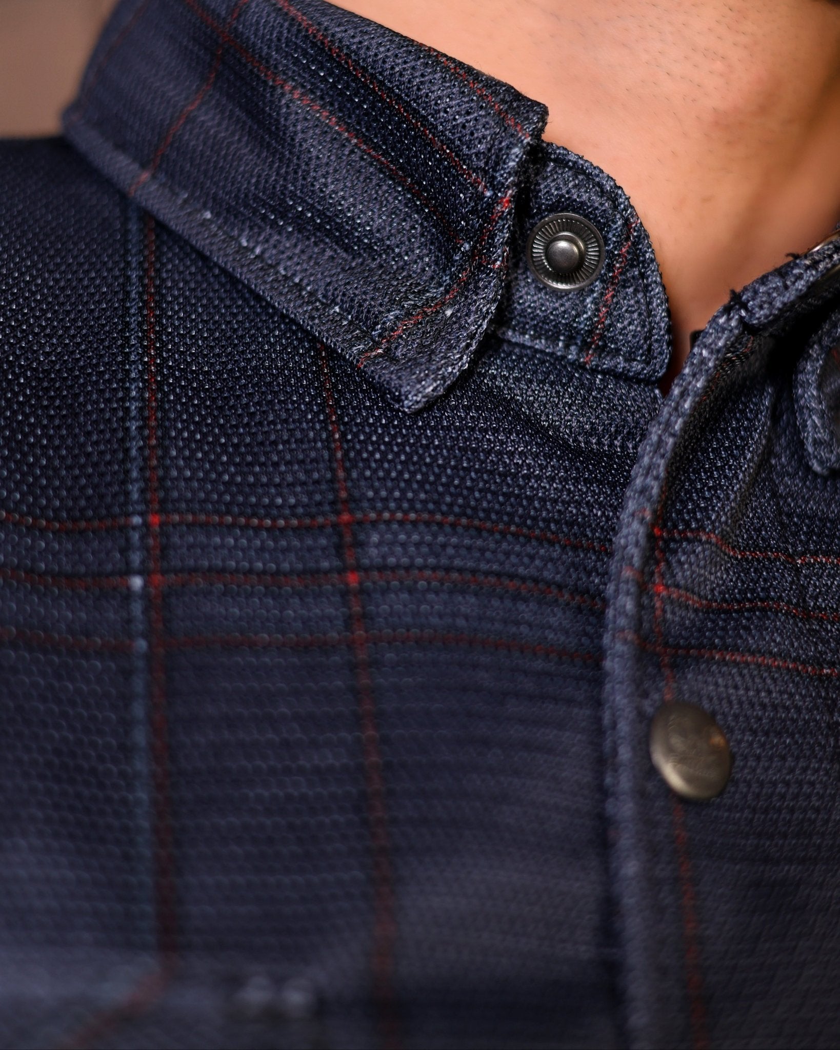 Men's Summer Motorcycle Mesh Shirt CE AA Orange Dark Plaid - OZ MOTOGEAR - Oz Motogear