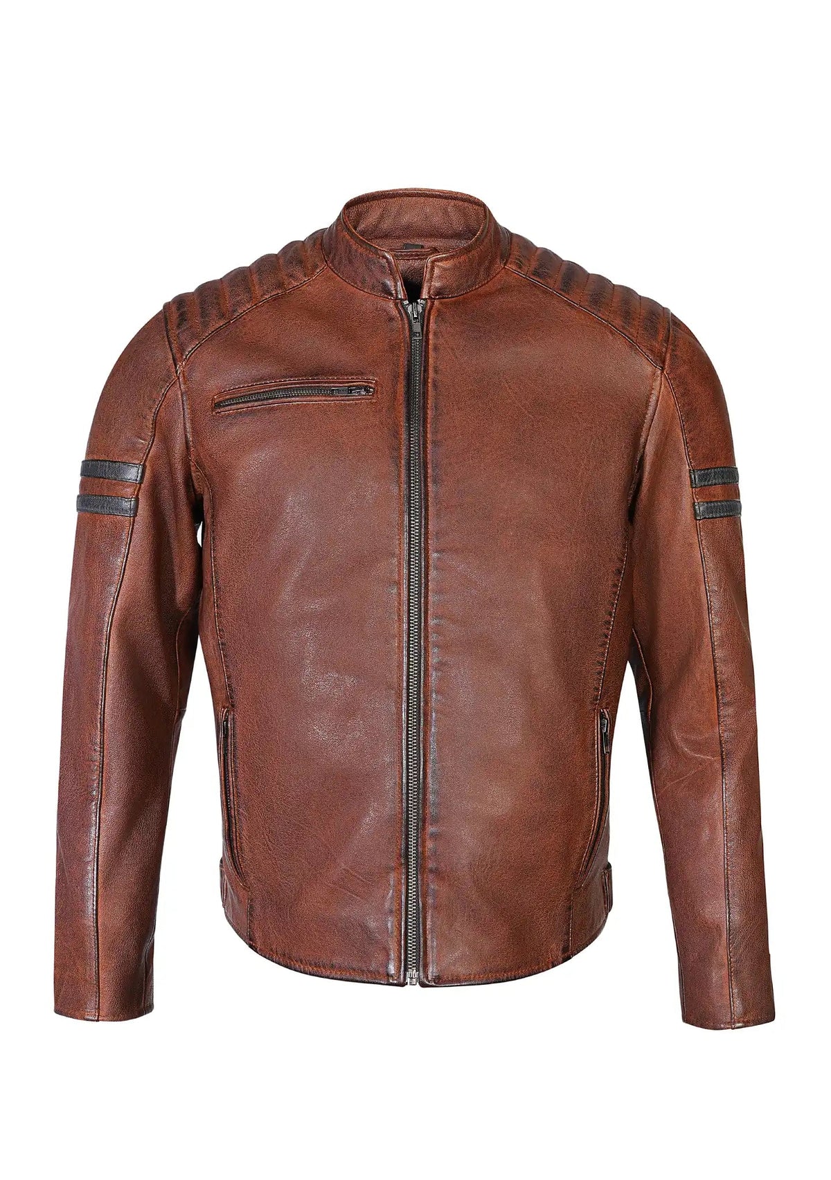 Vanguard Men's Vintage Leather Jacket Brown - OZ MOTOGEAR - OZ MOTOGEAR